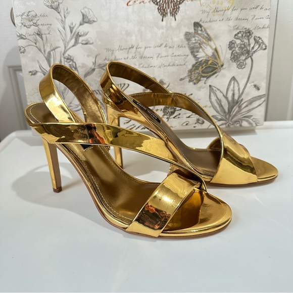 Nine West Golden Itzel dress mirrored sandals size 8 No Box - Picture 7 of 15
